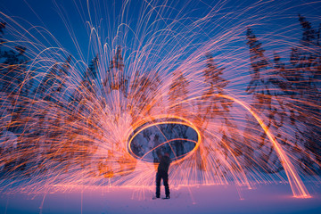 fireworks over river