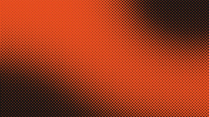 Orange and black retro comic pop art background with halftone dots design, vector illustration template