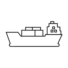 Cargo ship icon. Outline illustration of cargo ship vector icon logo isolated on white background. Thin line illustration for any web design