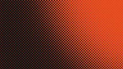 Orange and black retro pop art background with halftone dots design