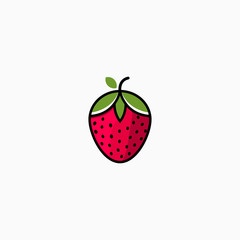 Strawberry Logo Icon Design Template. Fruit, Fresh, Red, Vector Illustration