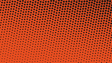 Orange and black modern pop art background with halftone dots design, vector illustration