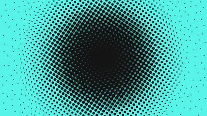 Light turquoise with black pop art background in retro comic style with halftone dots, vector illustration of backdrop with isolated dots