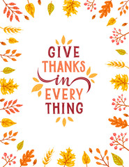 Give thanks in everything. Hand drawn lettering.