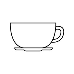 cup of coffee tea with steam line icon black on white