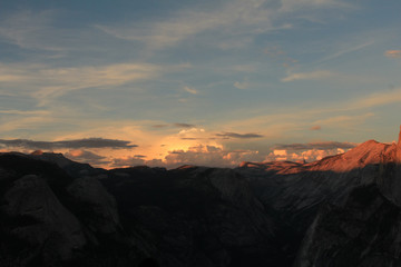 Fototapeta na wymiar Sunset view of Tenaya Canyon from Glacier Point, Yosemite National Park, California, USA