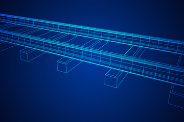 Railway wireframe mesh vector