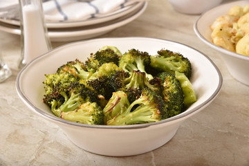 Bowl of roasted broccoli