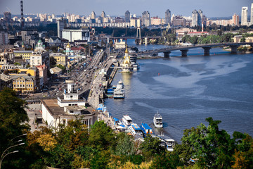 Fototapeta premium river station on the river Dnieper in the city of Kiev
