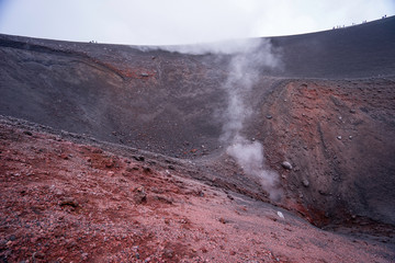 Mount Etna in Sicily - Volcano. Solidified lava. Etna na Sycylii - Wulkan. Zastygnięta lawa. - obrazy, fototapety, plakaty