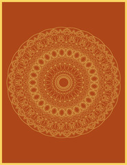 Indian decorative, colorful golden abstract mandala vector art, repeated pattern, perfect for coloring book, phone cover, greeting, poster card, henna tattoo and christmas holiday, wedding celebration