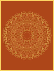 Indian decorative, colorful golden abstract mandala vector art, repeated pattern, perfect for coloring book, phone cover, greeting, poster card, henna tattoo and christmas holiday, wedding celebration