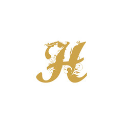 Fototapeta premium abstract vector Initial h letter luxury beauty flourishes ornament monogram wedding icon vintage