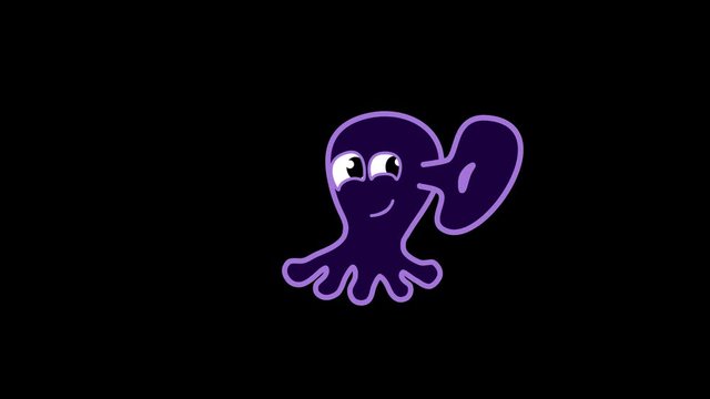 funny octopus overhears. emoji overhears. Alpha channel looped