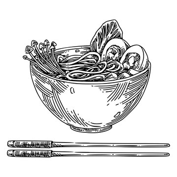 Doodle Noodle At Bowl And Stick Hand Drawing Royalty Free SVG Cliparts  Vectors And Stock Illustration Image 117775825