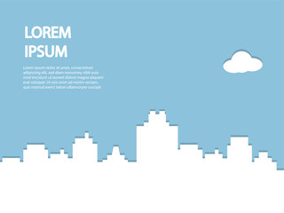 City landscape design template for website with space for text.