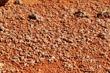 Mineral sediments in a dry lake of an old abandoned mine