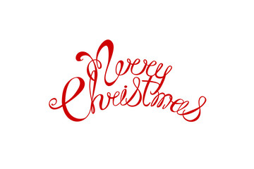Merry Christmas red hand lettering, Calligraphy vector illustration. For Christmas greeting cards, banners, templates.
