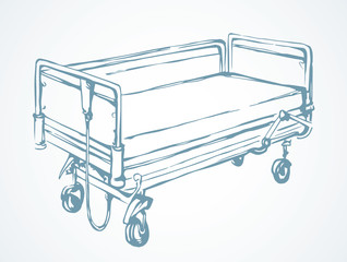 Hospital bed. Vector drawing icon