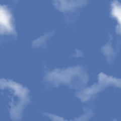 White clouds and blue sky seamless stock illustration.