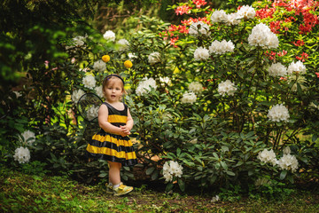 Little girl with a cute expression .
