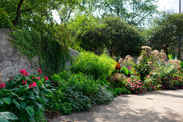Fototapeta premium Colorful Garden with Plants and Flowers at a Park in University Village Chicago