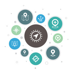 Navigation Infographic 10 steps bubble design.location, map, gps, direction icons