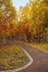 Naklejka premium Autumn on the square of the Oil town of Surgut
