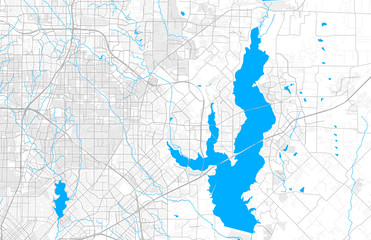 Rich detailed vector map of Rowlett, Texas, USA