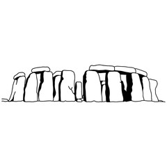 stonehenge vector illustration sketch doodle hand drawn with black lines isolated on white background. Travel and tourism concept.
