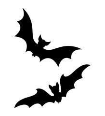 halloween flying bats silhouette isolated on white background
