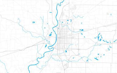 Rich detailed vector map of Terre Haute, Indiana, USA