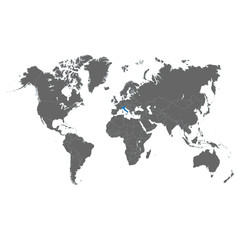 The map of Italy is highlighted in blue on the world map