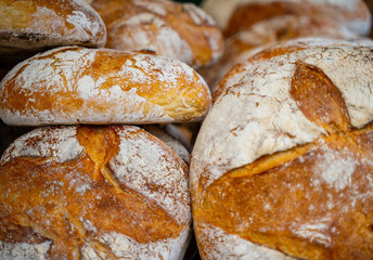 A stack of traditional baked bread 
