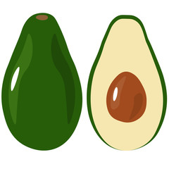 cut avocado fruit and whole