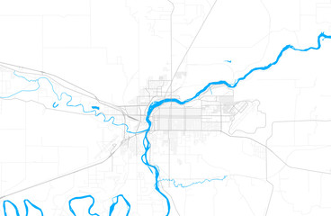 Rich detailed vector map of Great Falls, Montana, USA