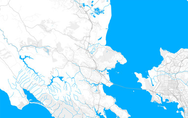 Rich detailed vector map of San Rafael, California, USA