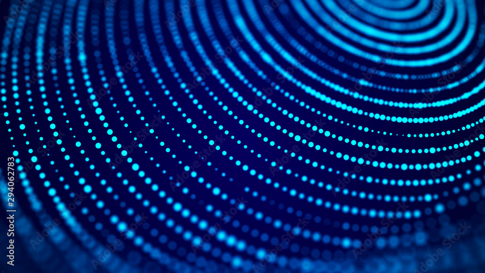 Aufkleber Abstract geometric blue background. Big data visualization. Abstract background with many points. 3d rendering.