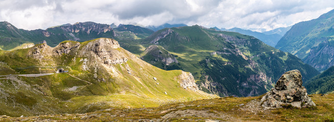 Naklejka na ściany i meble Scenic mountain landscape along a panoramic Grossglockner High Alpine Road