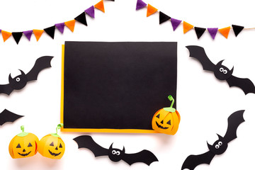 Chalk board with blank space for greetings on halloween