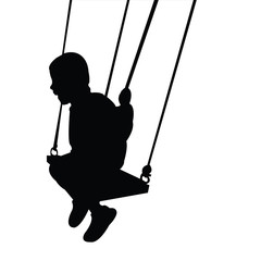 a girl swinging silhouette vector