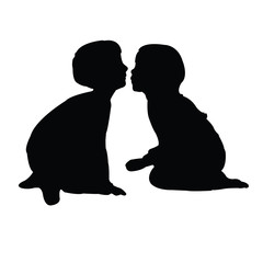 boy and girl kissing each other, silhouette vector
