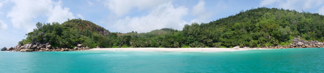 Seychelles' paradise baches as seen from the boat