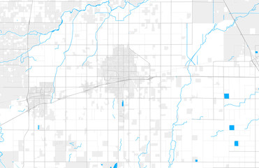 Rich detailed vector map of Hanford, California, USA