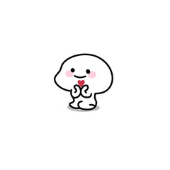 Cute human character shows heart