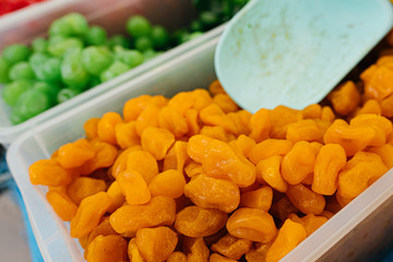 dried fruits and candied fruits in the market