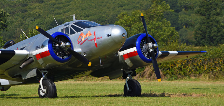  Close up of Douglas Dakota aircraft  " Good Vibrations" 1164 aircraft on airstrip. 