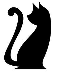 猫のシルエット(黒線)