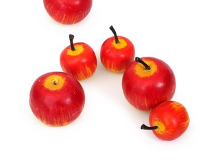 Toys in the form of apples for Christmas isolated on white background