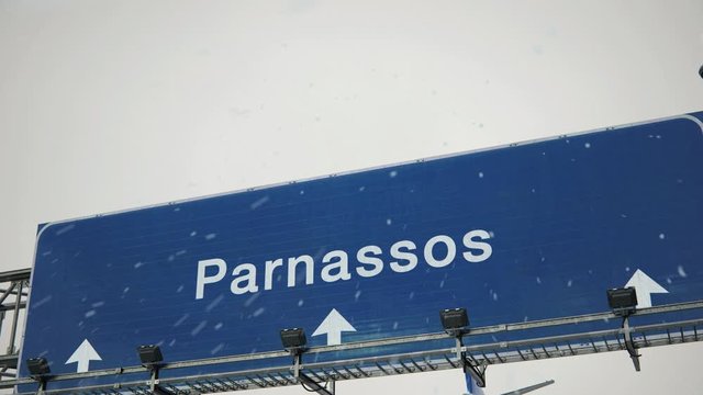 Airplane Landing Parnassos in Christmas